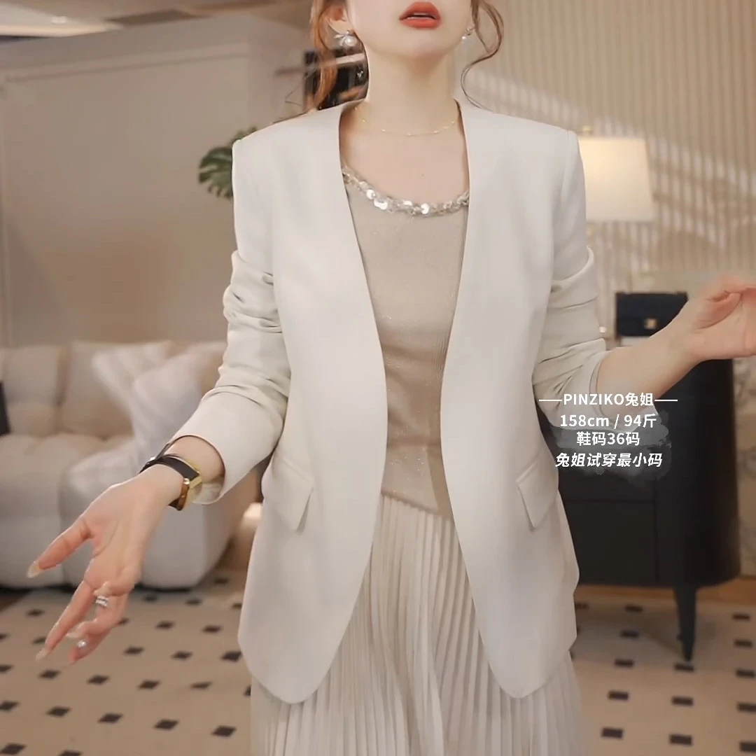 主理人~2025春季气质百搭无领西装外套女小个子时尚显瘦休闲西服