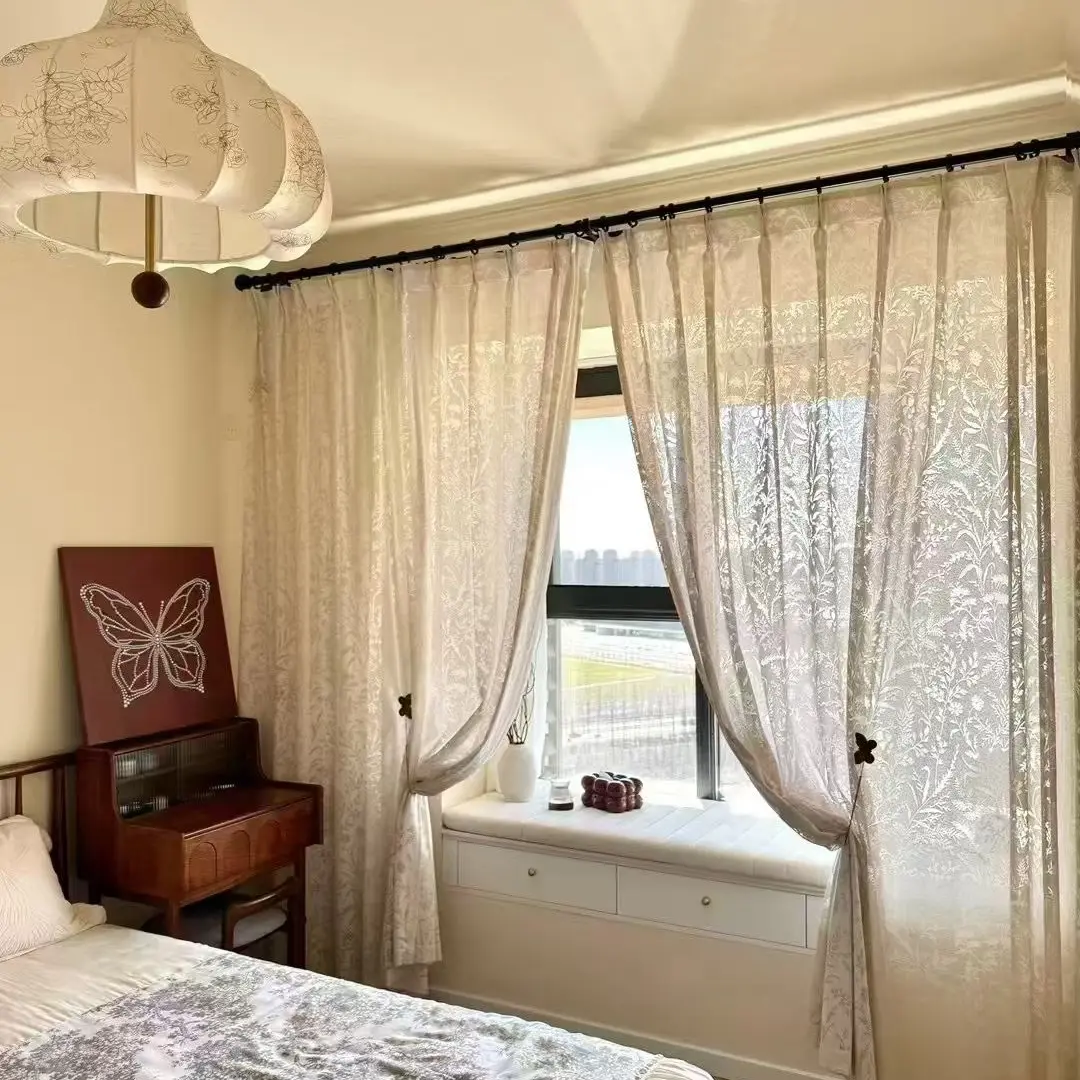 隔热防晒全遮光双面蕾丝窗帘定制设计