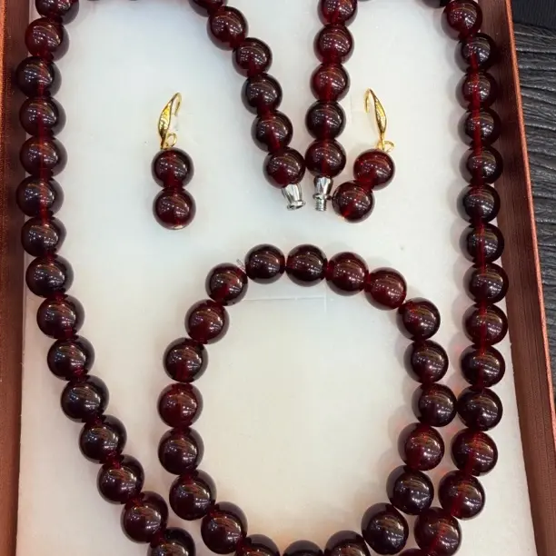 铜合金项链 红色烟紫卡10mm法式时尚百搭爆款