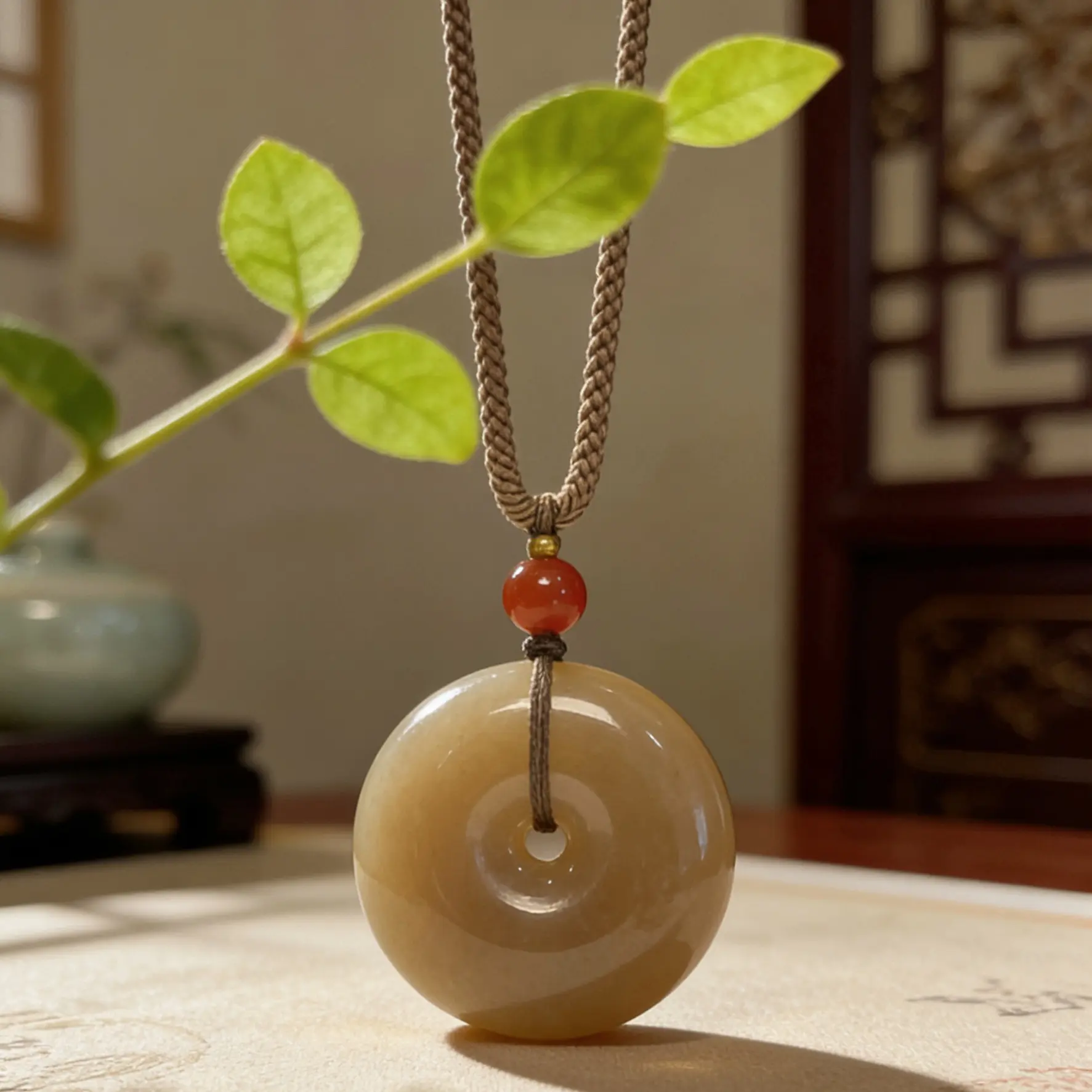 天然和田玉且末糖平安扣时尚百搭