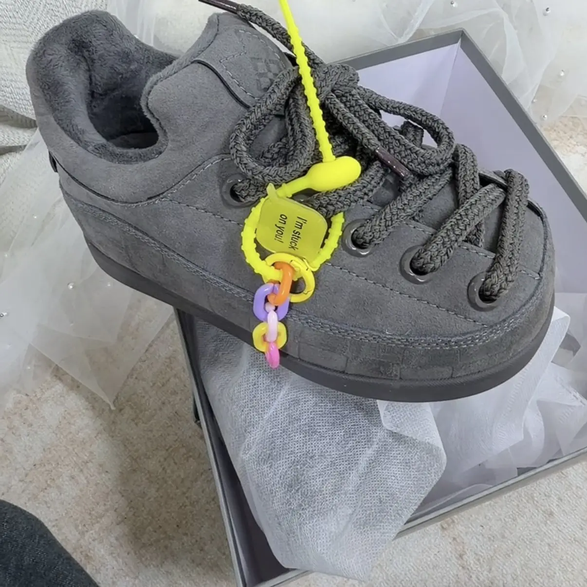 丑萌胖丁小众设计感厚底增高休闲鞋加绒女