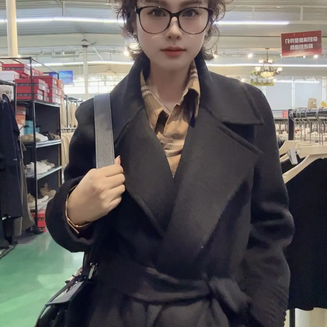 秋冬长款双面大衣气质修身时尚百搭外套