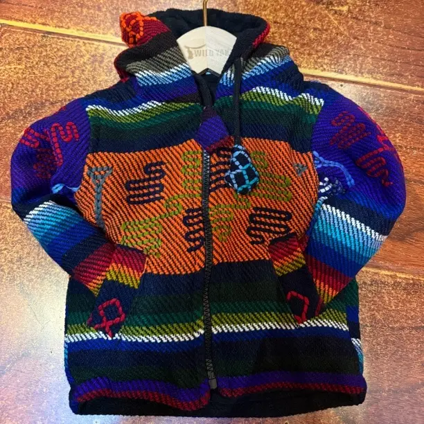 手工编织的男女同款加厚双面毛绒撞色印花图案夹克外套