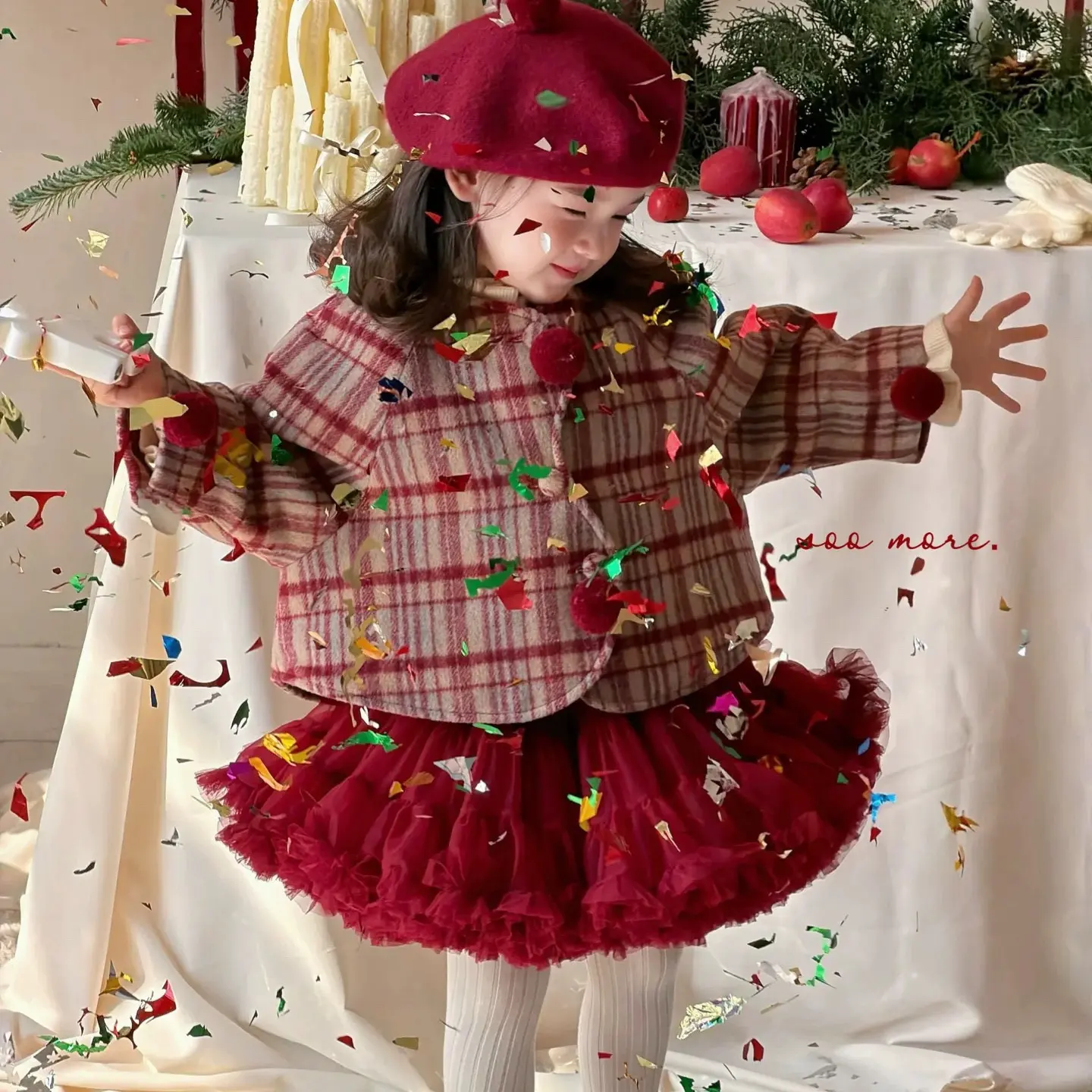 婴童女宝冬季加绒保暖公主背心裙洋气过年冬装连衣裙