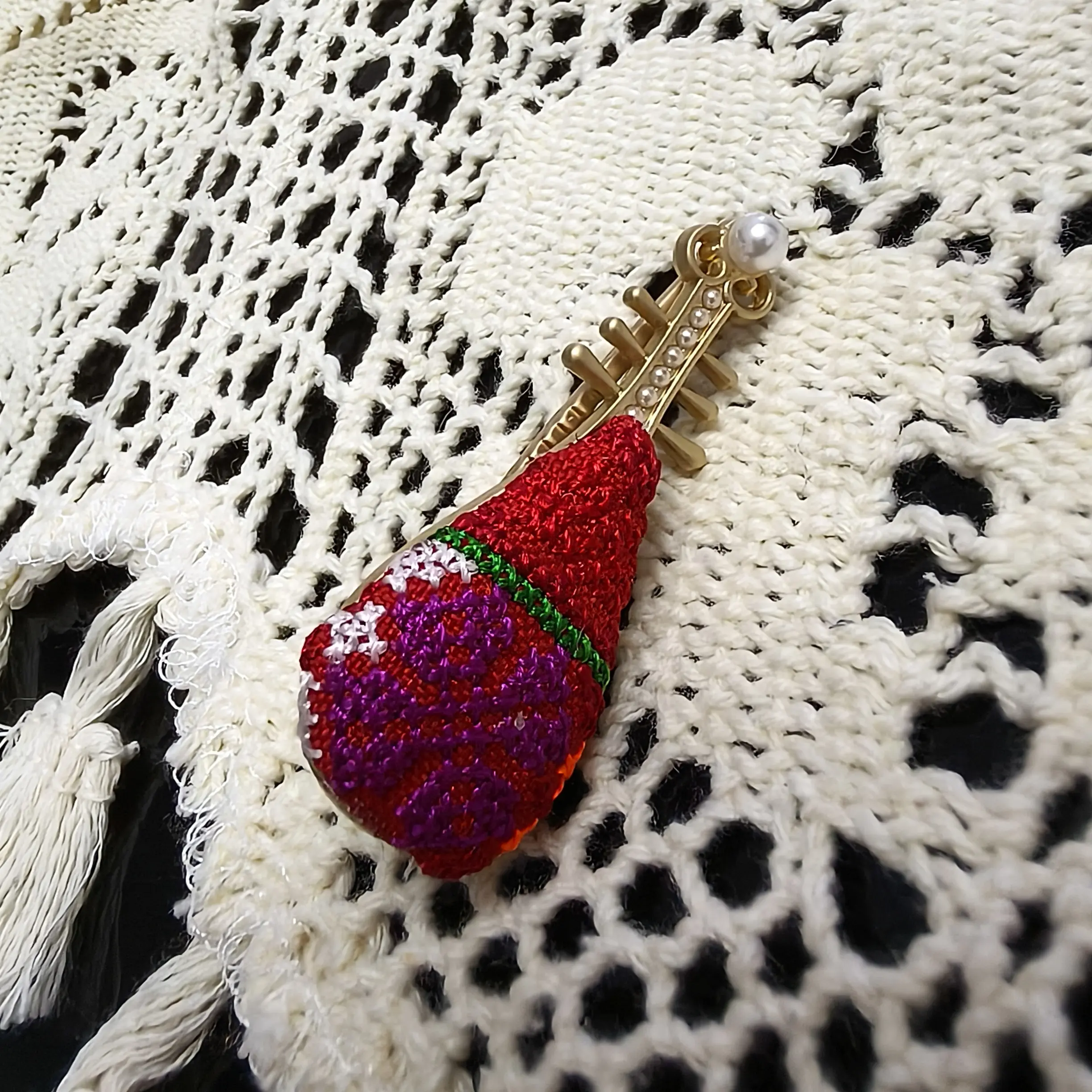 非遗手工苏绣宋锦琵琶款发夹古风民族风气质国风头饰弹簧夹女