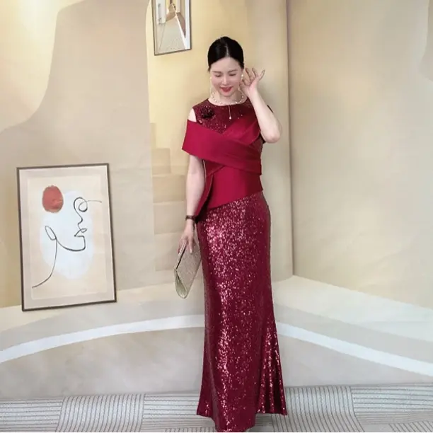 喜妃琳0098B 喜婆婆喜妈妈婚宴礼服修身显瘦宴会 名媛气质 主持人