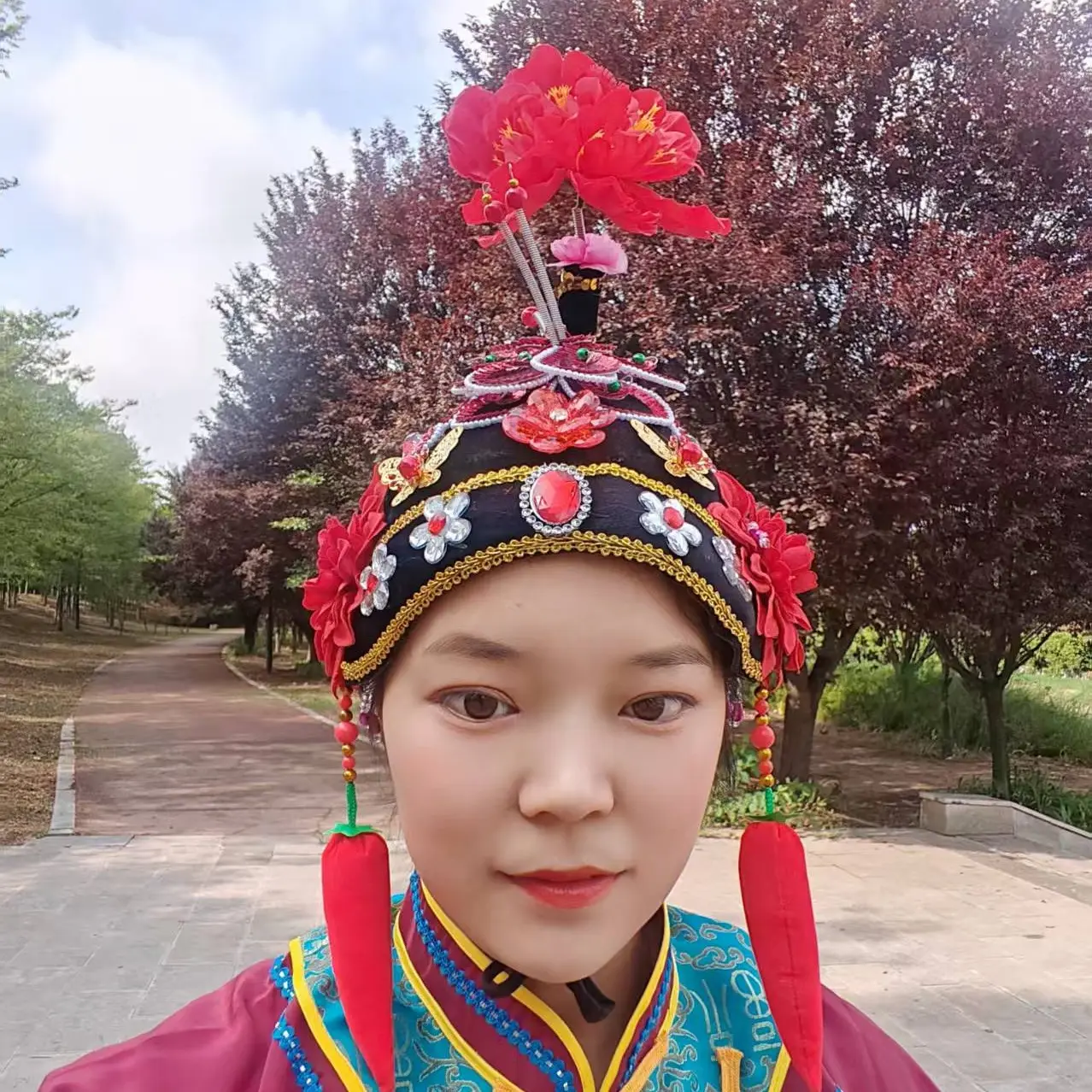 新款媒婆戏剧帽子秧歌头饰老太婆帽用于舞蹈表演