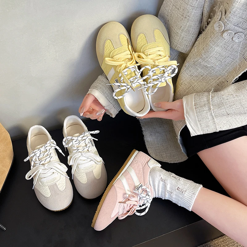 多巴胺德训鞋女款2025春秋新款爆款女鞋平底复古阿甘鞋休闲运动鞋