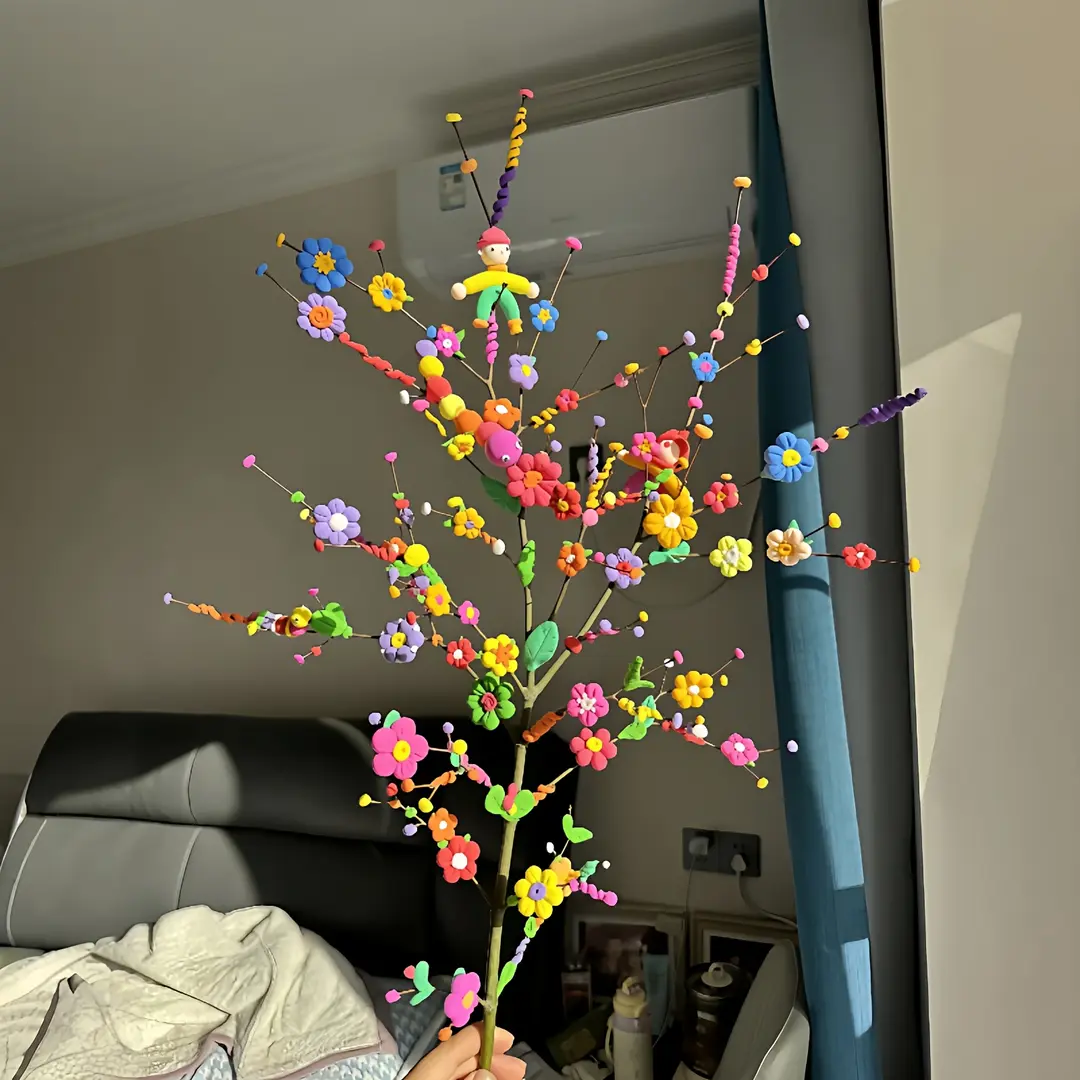 【吖比】树枝粘土花材料包diy亲子手工制作新年客厅驾车个人用品