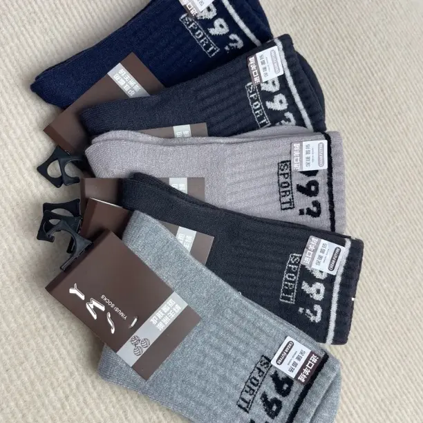 男士秋冬中筒纯棉吸汗防臭透气ins潮运动条纹百搭学生男袜