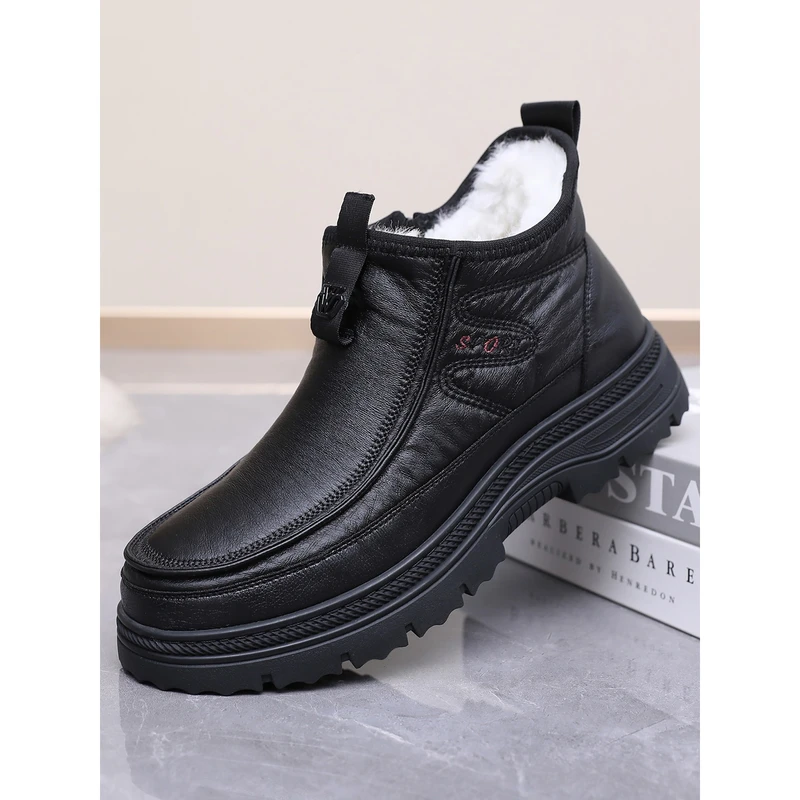 冬季羊毛鞋老北京布鞋男棉鞋加绒加厚保暖爸爸鞋软底防滑休闲棉靴