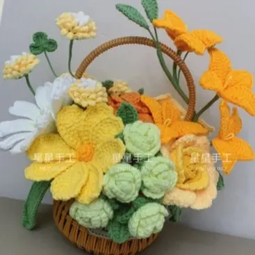 成品手工编织毛线向日葵花束手提花篮送女友闺蜜妈妈生日礼物创意