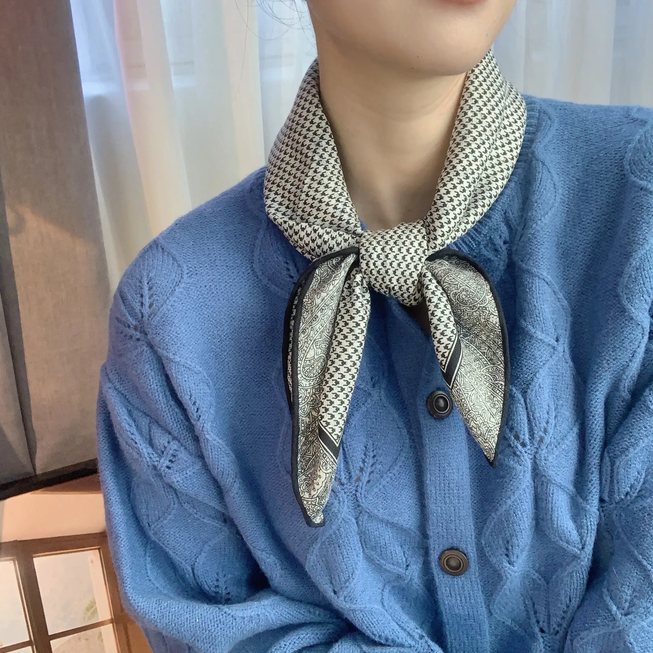 【复古腰果】百搭轻奢暗纹真丝羊毛围巾女秋冬优雅气质百搭丝巾65