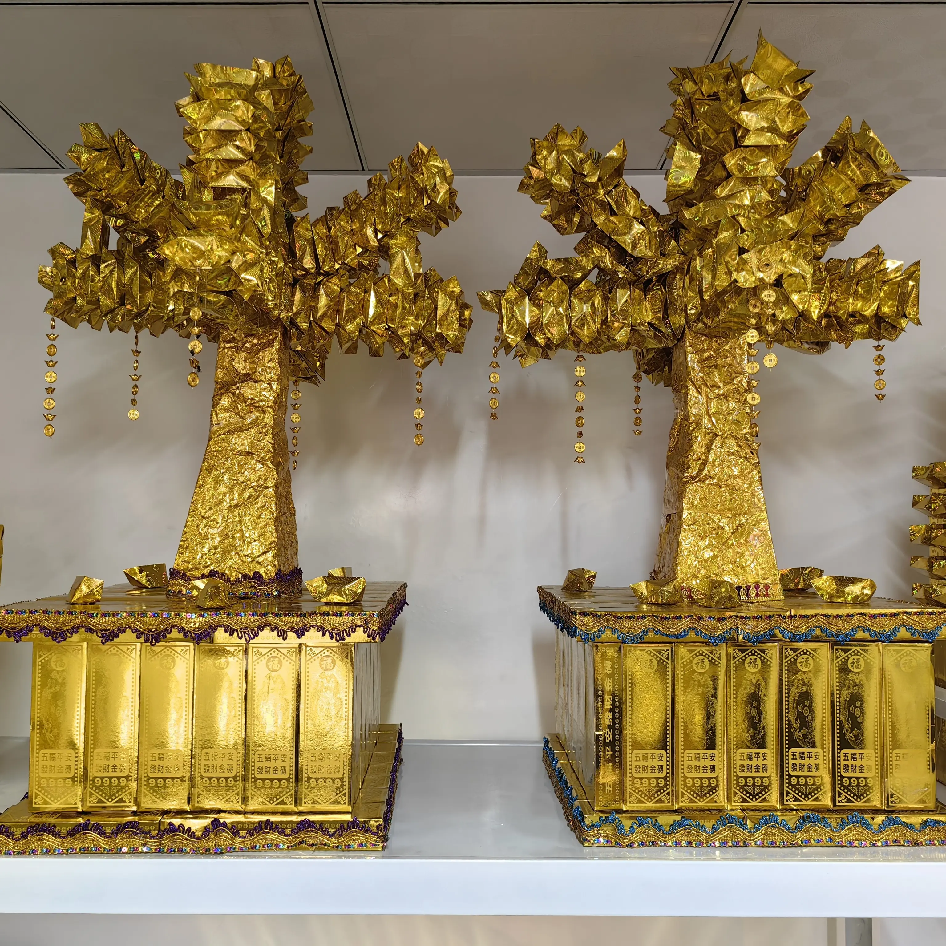 大摇钱树发财树手工折纸材料包diy镭射纸需手折带视频教程半成品