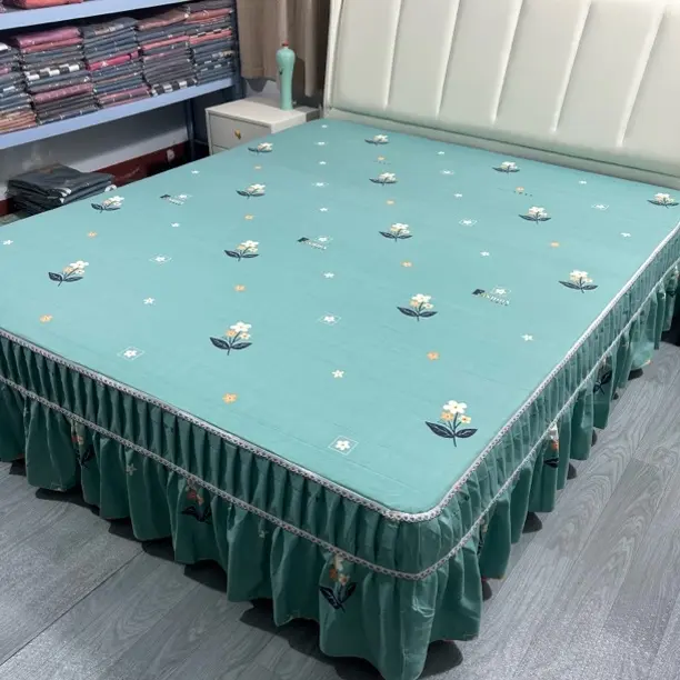 秋冬新款加厚斜纹棉磨毛床罩防滑防尘柔软舒适透气四季通用床套