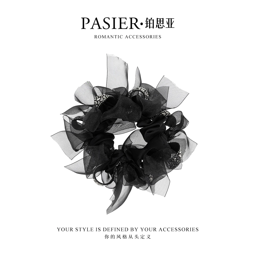 铂思亚同款夜耀蝴蝶结织带 优雅气质丸子头发圈思思专属 CC1717