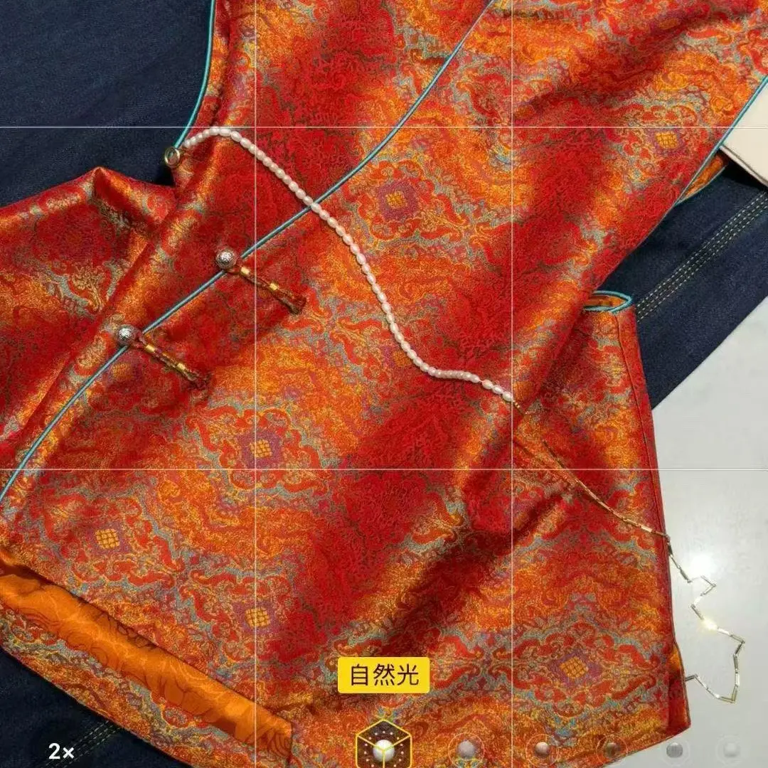 时尚新中式重工刺绣宋锦国风马甲(不退换，理性下单)