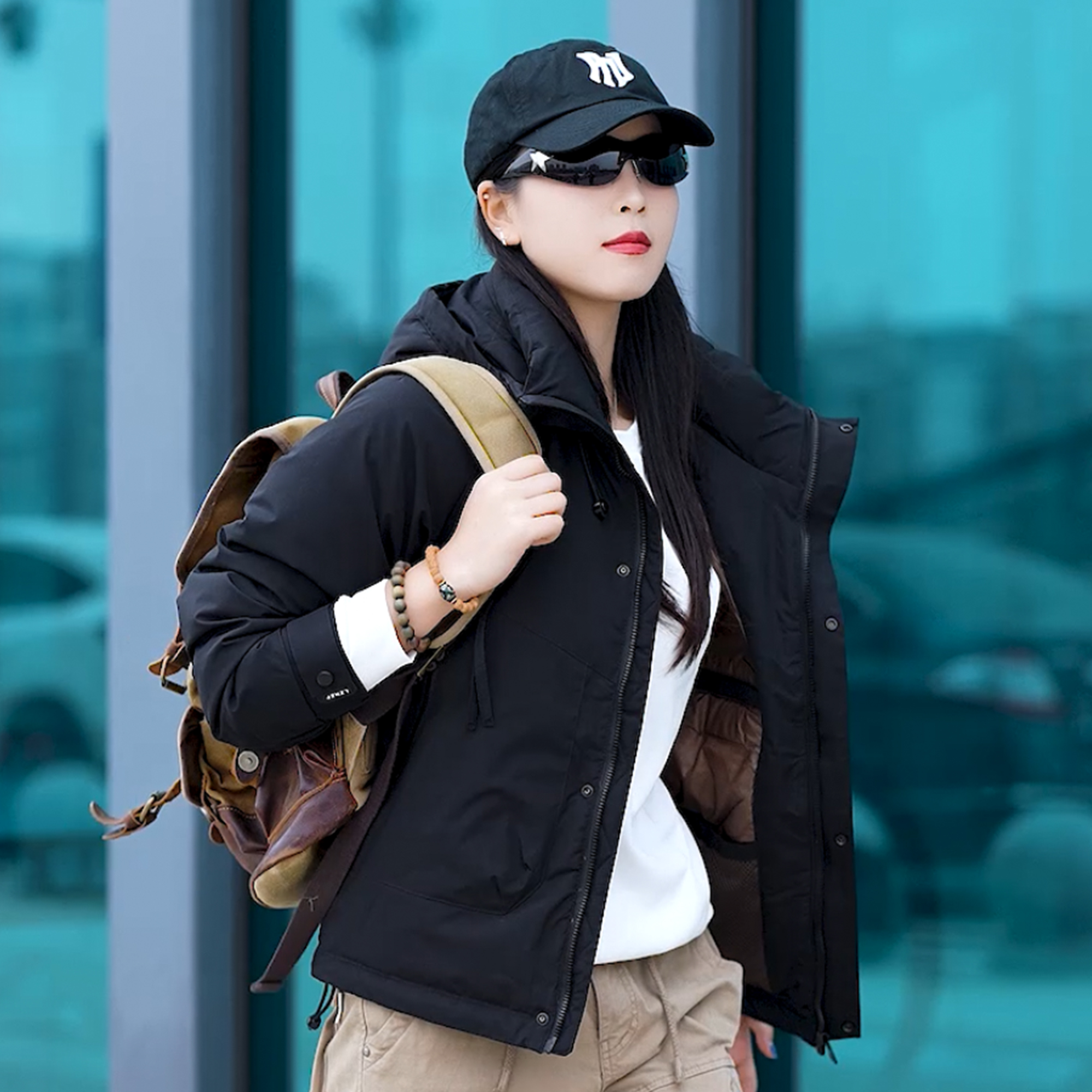 冬季厚款连帽男女同款羽服宽松保暖外套防风防水户外防寒服908