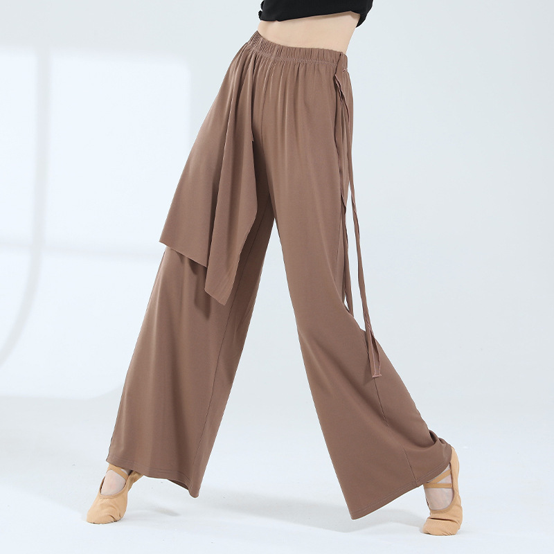 夏季冰麻现代舞练功裤宽松直筒裤古典舞蹈瑜伽爵士艺考街穿长裤女