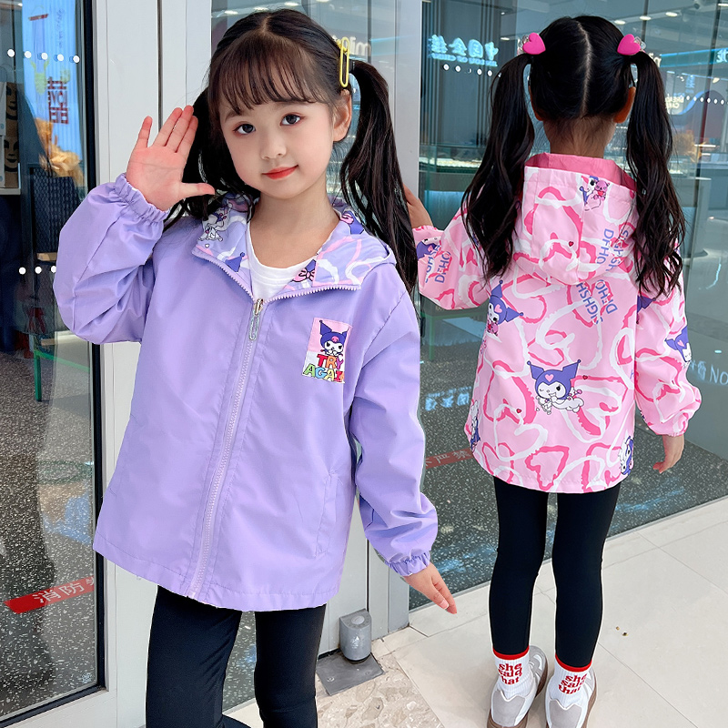 2025新款女童两面穿外套春秋中大童春装儿童女宝洋气双面穿冲锋衣