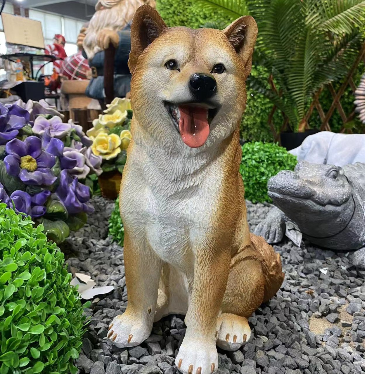 柴犬旺财落地门口花园庭院客厅电视柜摆件吧台博古架收银台摆件品