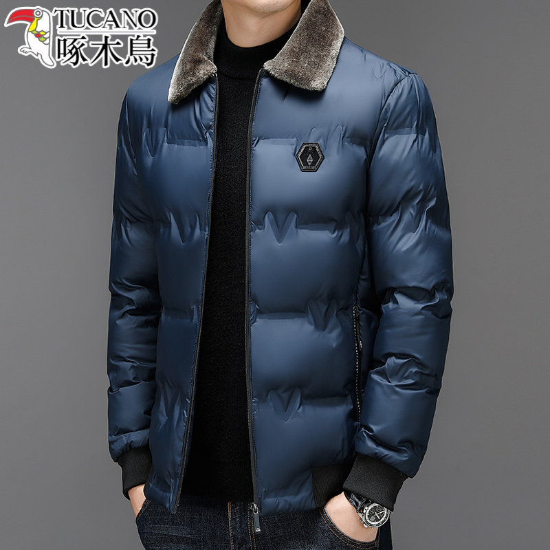 TUCANO/啄木鳥毛领棉衣男中青年立领加厚棉服秋冬季男士休闲外套