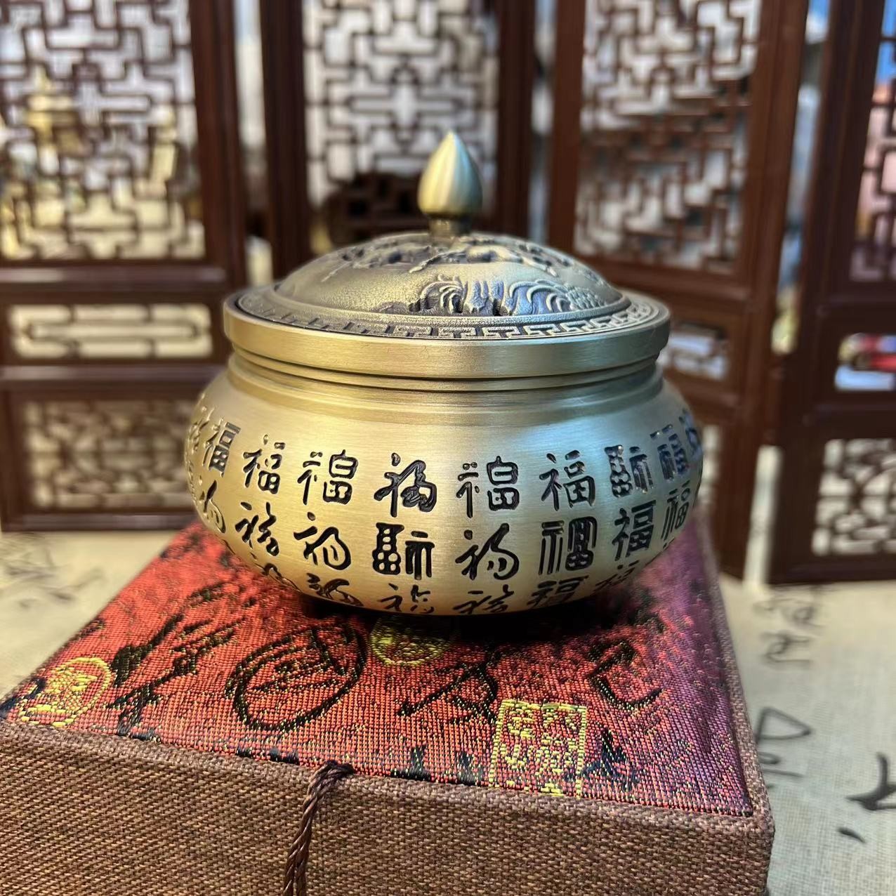 佳佳铜器黄铜百福三足炉