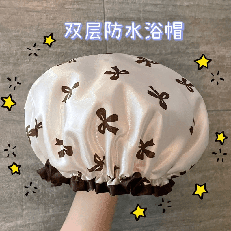 层浴帽防水洗澡头套家用女沐浴成人儿童发套厨房防油可爱实用