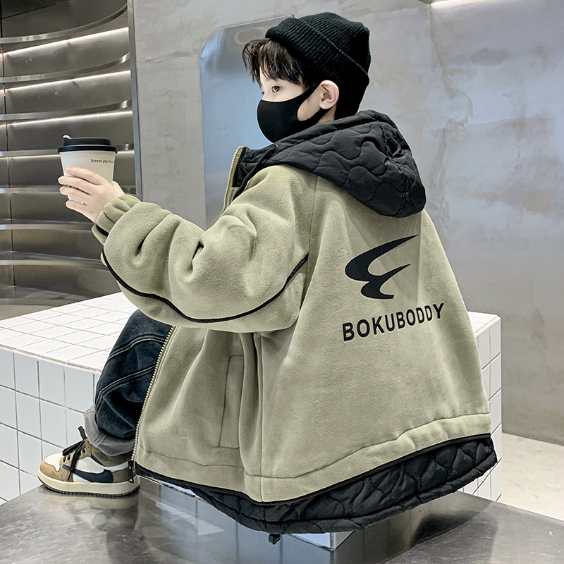 男童外套秋冬款2025新款儿童装中大童冬季夹棉加厚派克服冬装男孩