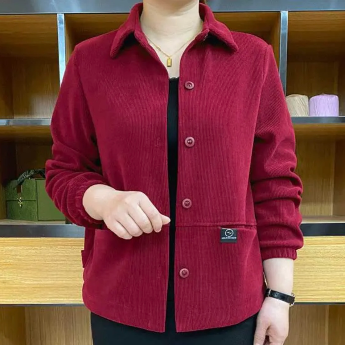 春秋洋气高档显瘦遮肉时尚灯芯绒上衣中老年妈妈宽松韩版外搭上衣