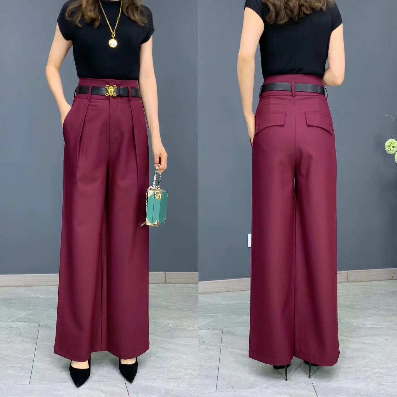 【送腰带】春秋新款洋气高档阔腿裤女垂坠感西裤气质休闲显瘦女裤子