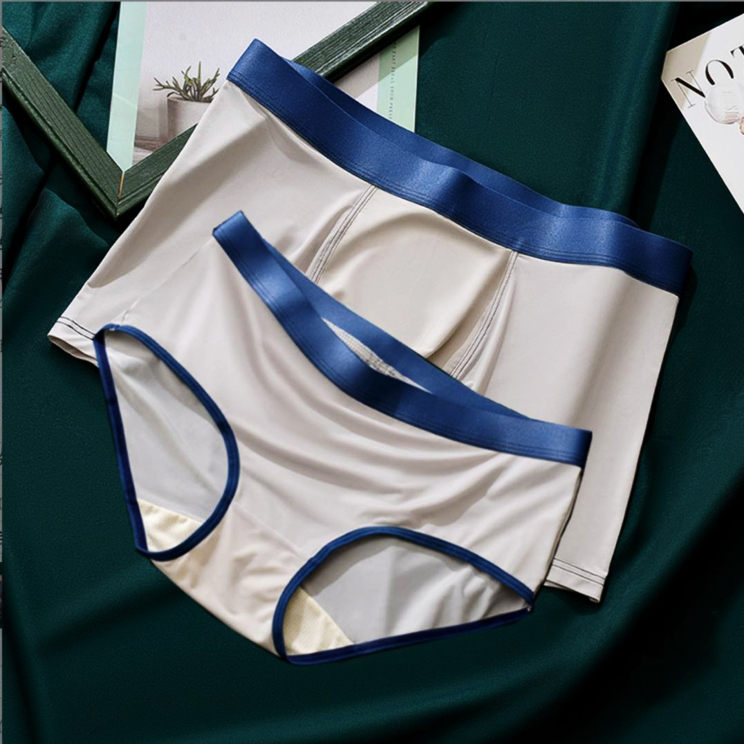 情侣内裤轻奢法式日系中腰舒适纯色薄款三角平角速干内衣短裤衩