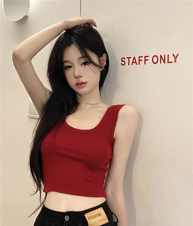 纯棉打底内搭女外穿短款运动露肚脐夏运动背心辣妹ins吊带背心女