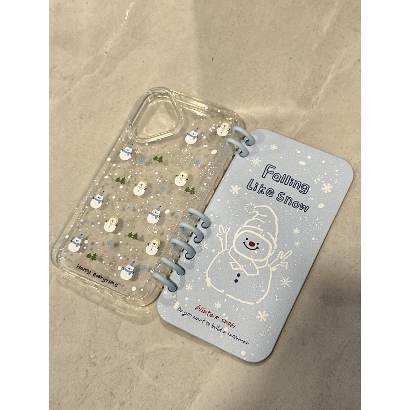 ins冬日雪花雪人适用iPhone17/16/15pro苹果14翻盖手机壳13软12套