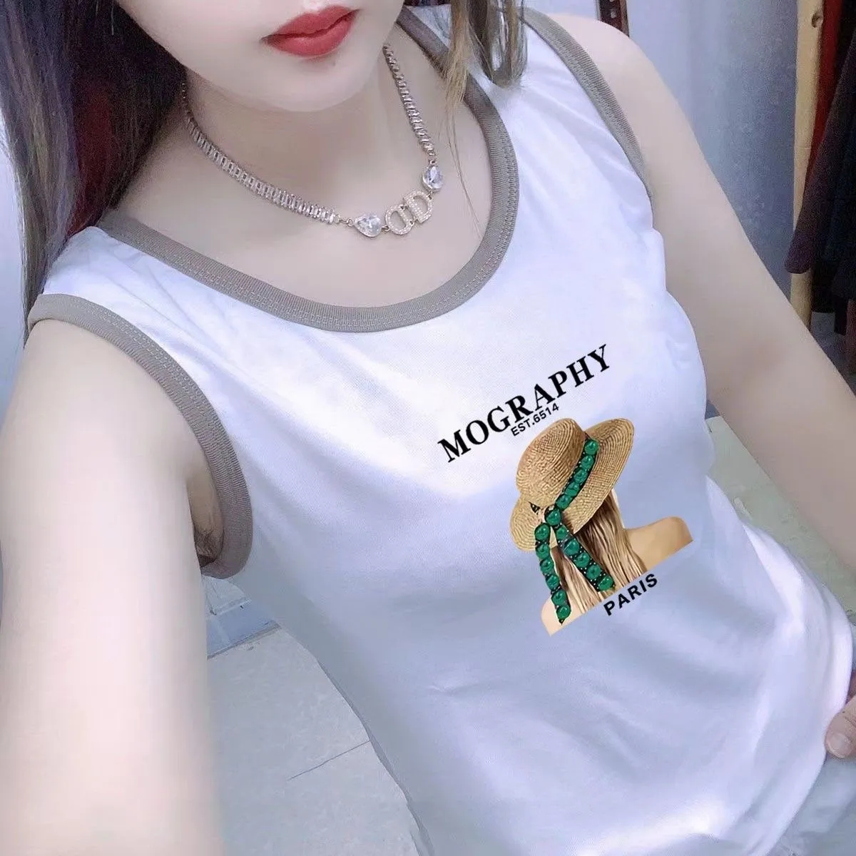 100%纯棉洋气背心修身吊带打底外穿高档无袖拼接上衣打底衫女新款