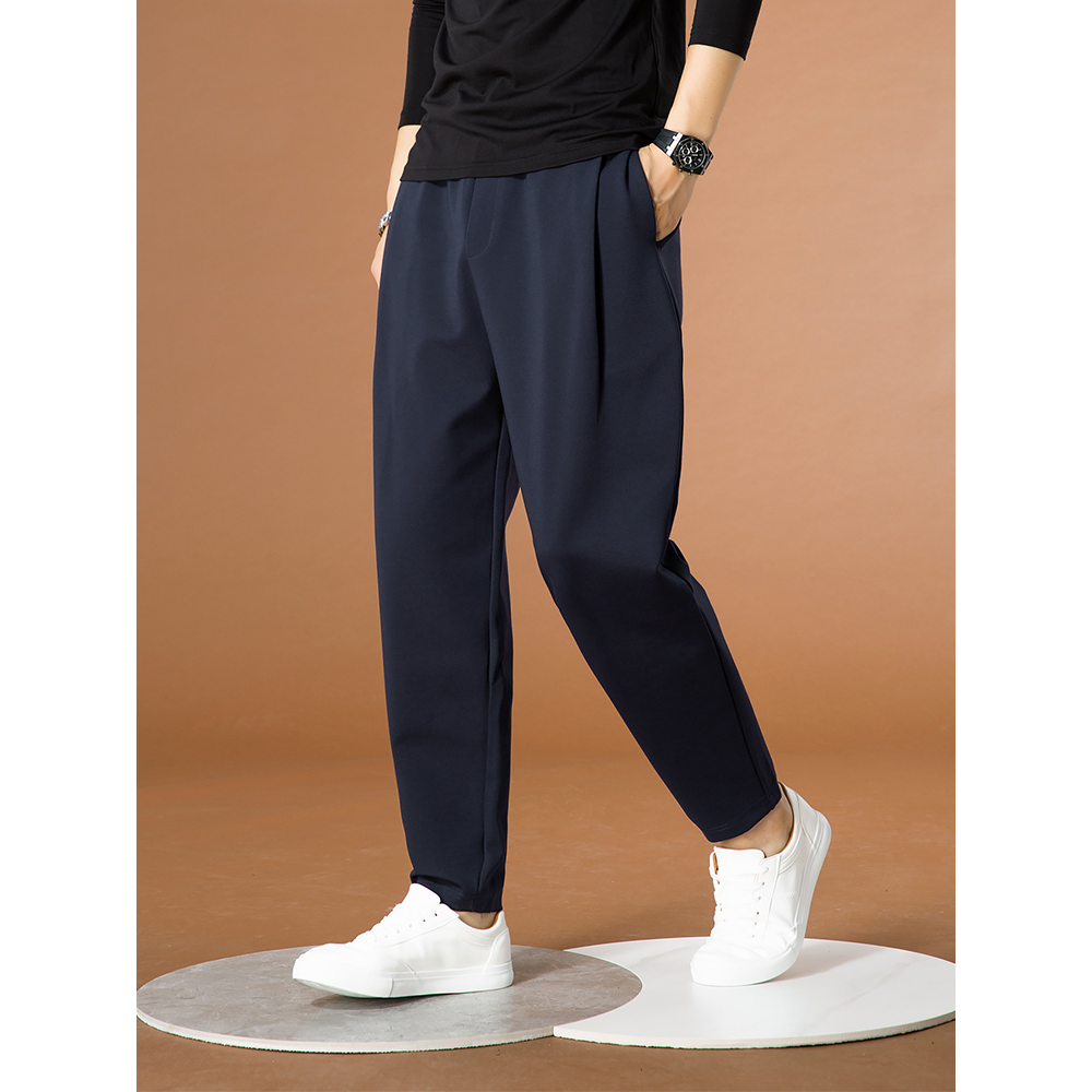 休闲裤男小脚垂感藏蓝色宽松韩版潮流百搭新款舒适弹力运动哈伦裤