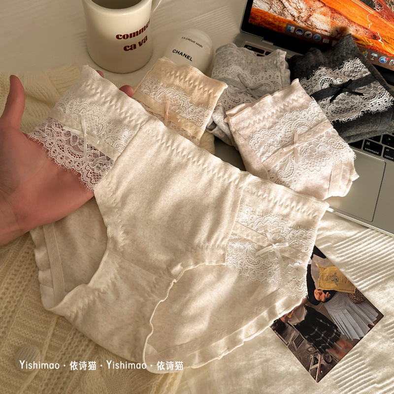 欧若风纯欲内裤女生2025新款蕾丝蝴蝶结棉裆性感中腰女士款无痕