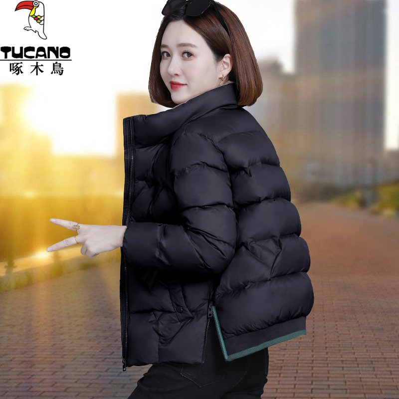 啄木鸟加绒加厚棉服女冬季2025新款爆款中年妈妈时尚棉衣棉袄外套