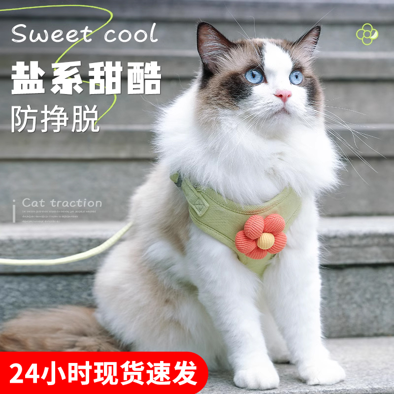 kimpets猫咪牵引绳防挣脱外出专用遛猫绳背心式胸背带宠物猫狗绳