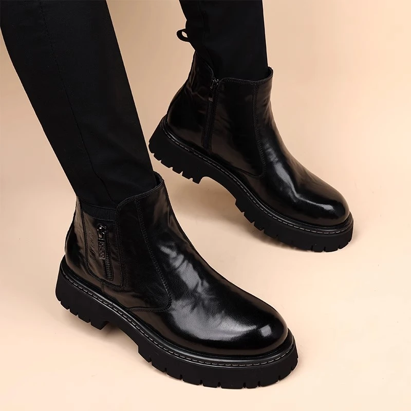 英国『设计师』力荐！马丁靴男款百搭拉链一脚蹬内增高加绒切尔西靴