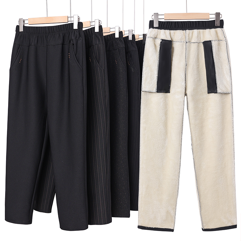 中老年大码裤加绒保暖妈妈装加厚中年女士保暖棉裤冬装高腰厚绒裤