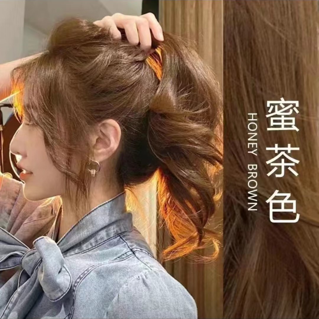 蜜茶棕色染发剂膏植物免漂流行发色推荐纯自己在家染头显白不伤发