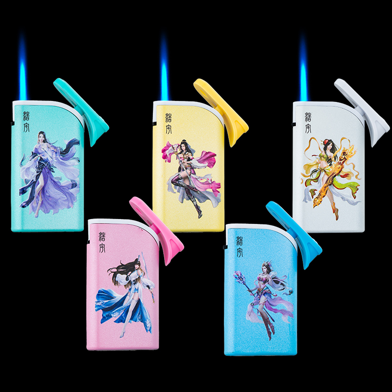 超宽加大金属直冲防风打火机耐用翻盖家用商超火机批发定制