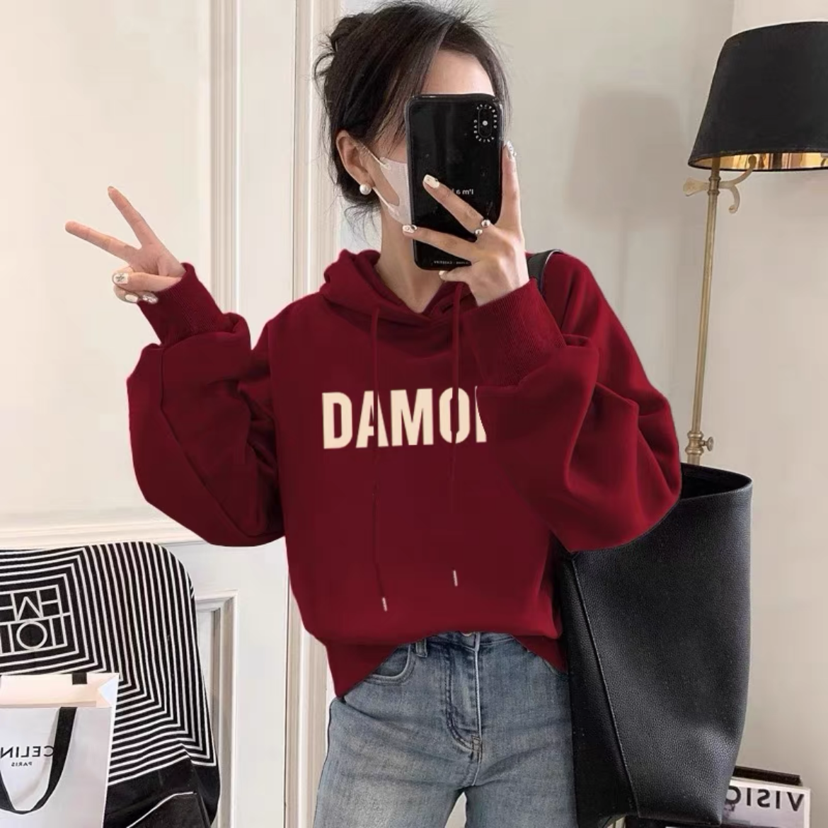 连帽卫衣女士2025秋冬季新款大码胖mm宽松休闲上衣小个子加绒外套