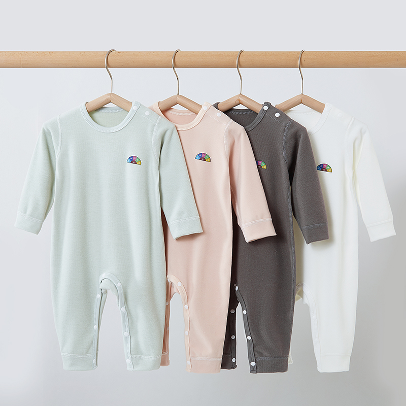 婴儿连体衣真德绒新生儿秋冬款衣服保暖肩扣爬服长袖宝宝睡衣哈衣