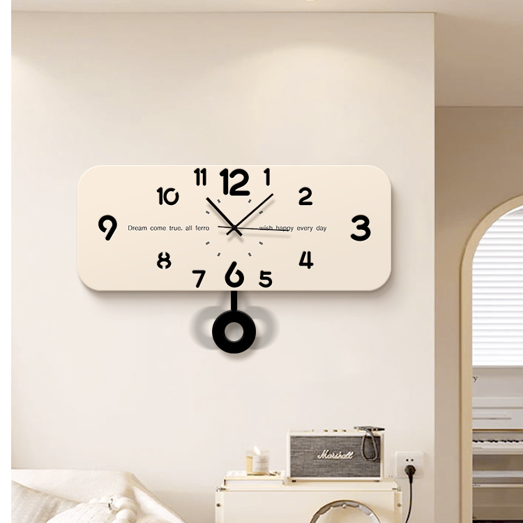 奶油风客厅钟表装饰画2025新款高级感创意时钟简约家用静音挂钟