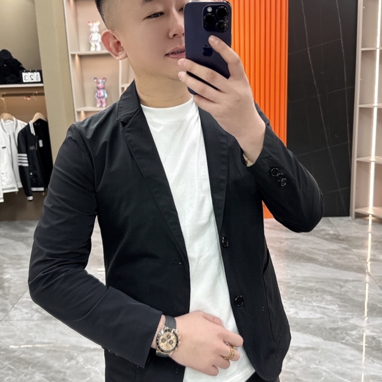 2023春夏新款休闲西服男士短款修身商务百搭帅气西装外套潮流夹克