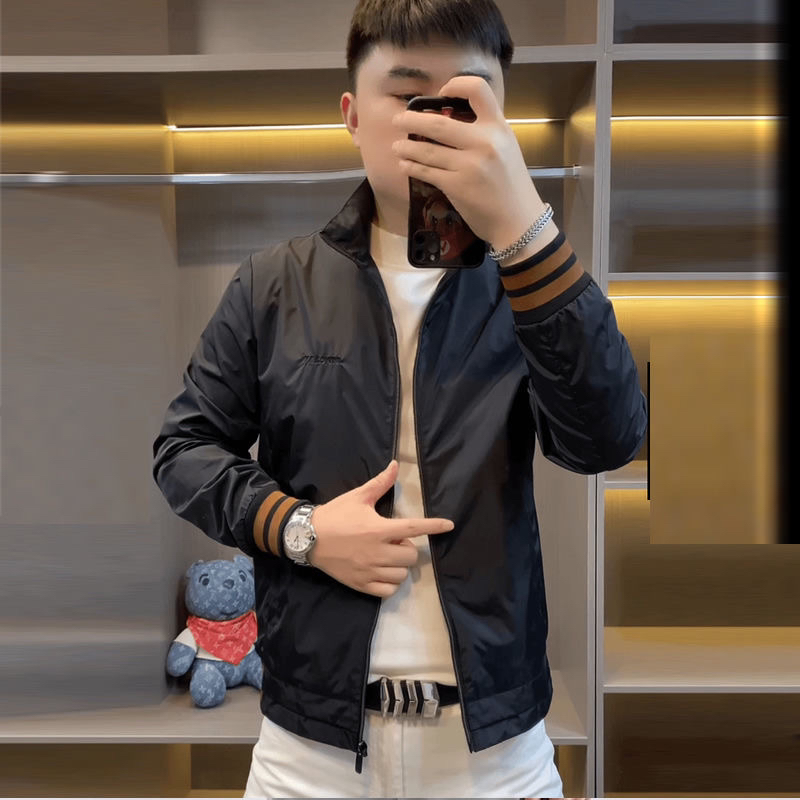 2024秋季新款修身男士潮流夹克时尚帅气上衣立领百搭外套休闲气质