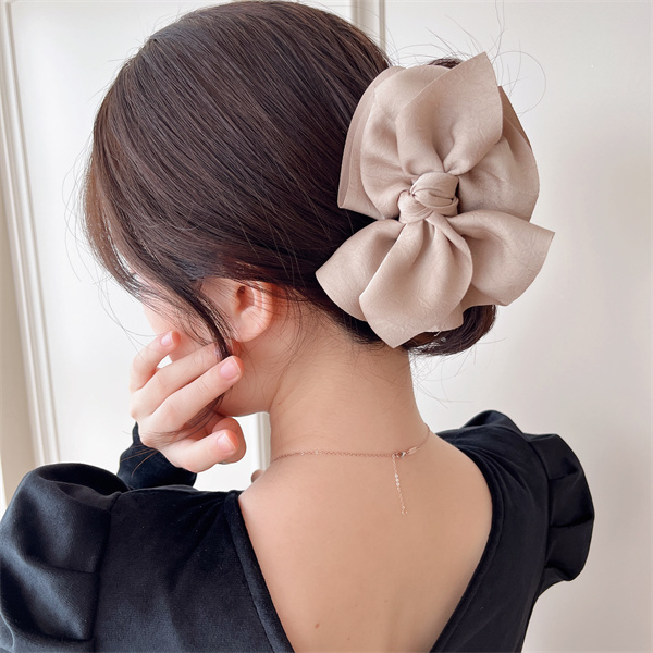 Pink Girl  Z042法式优雅复古原创蝴蝶结盘发高级抓夹发夹鲨鱼夹