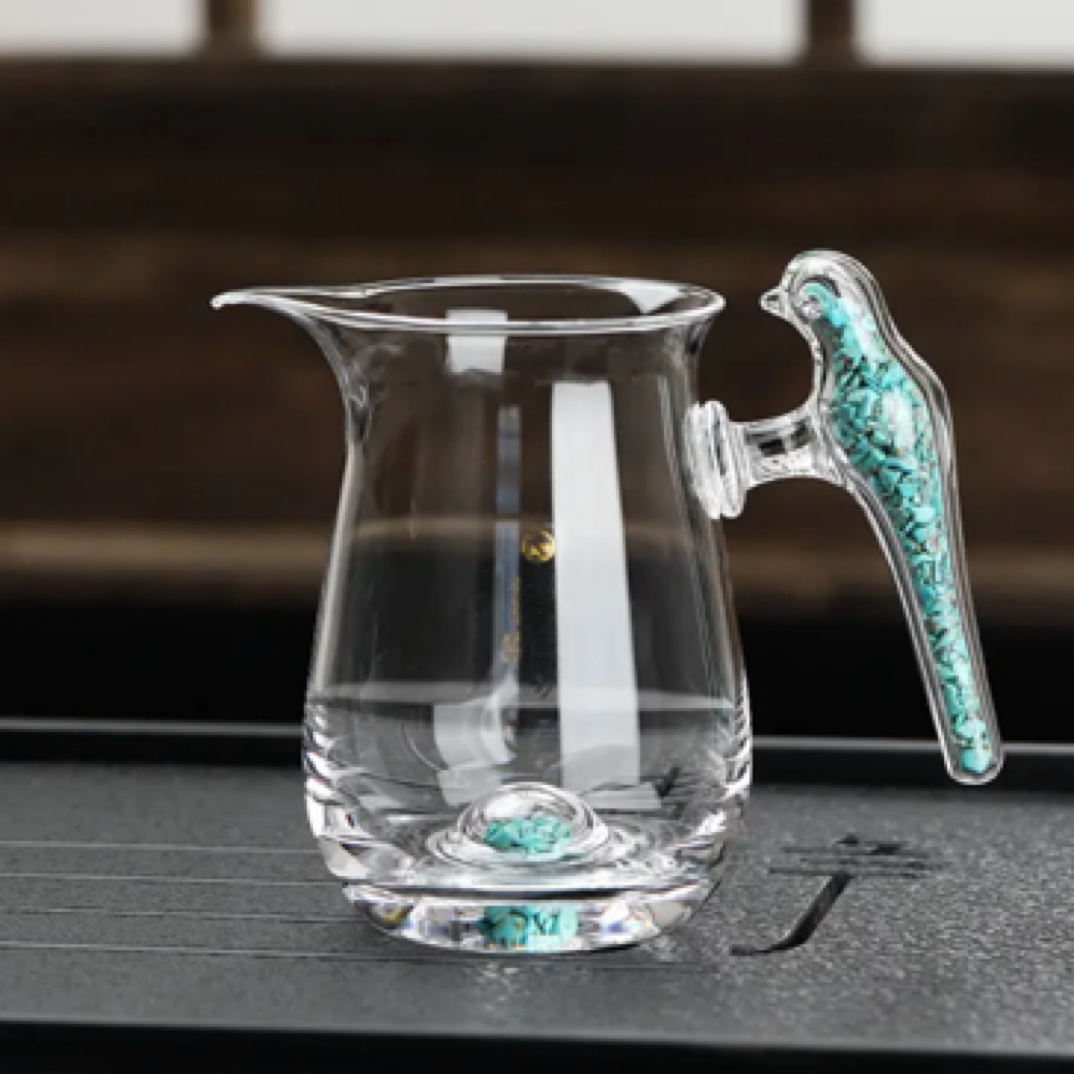 水晶茶道公道杯春茶季翠鸣手工公道杯分茶器大容量茶具公道杯